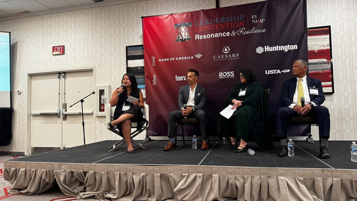 Erica C. Chen moderating a leadership panel at the NAAAP convention
